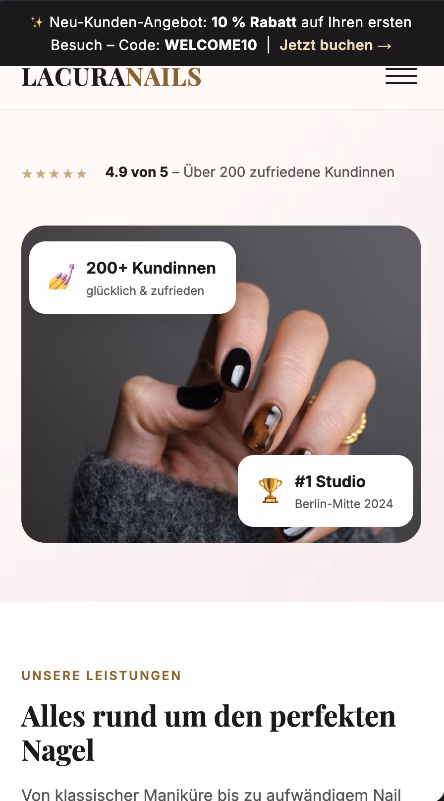 Demo-Website auf dem Smartphone